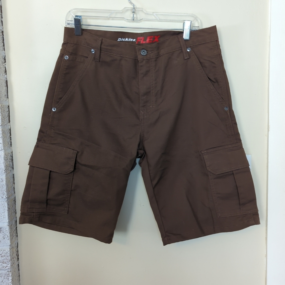 Dickies FLEX Relaxed Fit Brown Duck Cargo Work Shorts, Size 32, NWOT